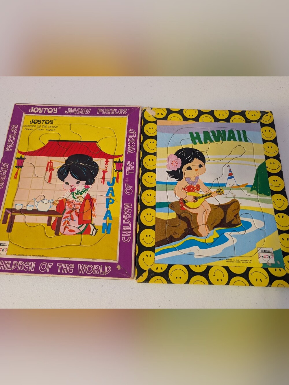 Vintage Joytoy Frame Tray Board Puzzles Lot of 2 Hawaii & Japan